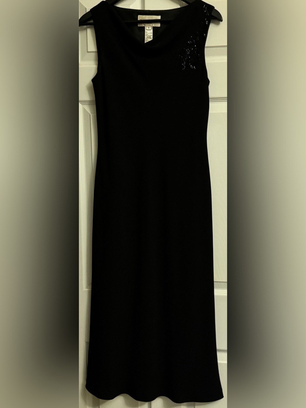 Evan Picone Elegant Long Black Dress with beading - Elegant Minimalist